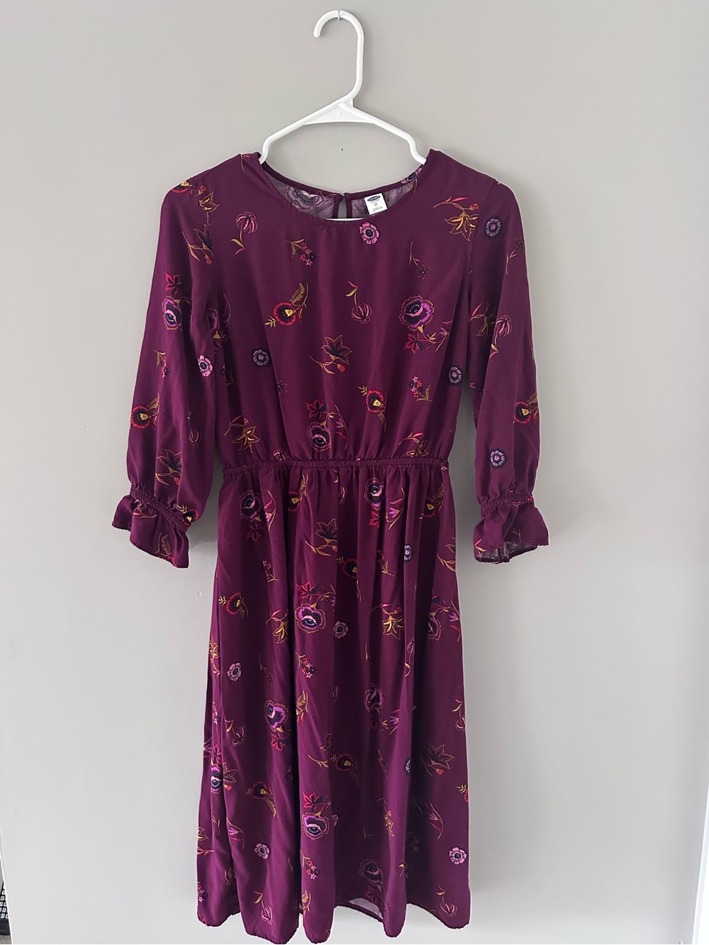 Plum Floral Long Sleeve Dress